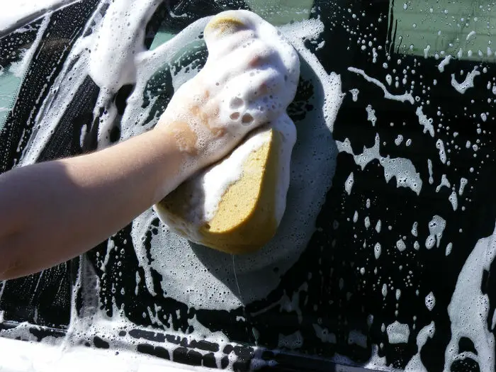 Wash car windows