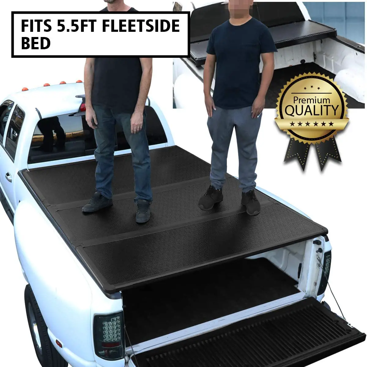 DNA Motoring TTC-HARD-015 Truck Bed Top Hard Solid Tri-Fold Tonneau Cover Compatible with 15-20 F150 5.5Ft Fleetside Bed